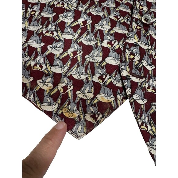 90s Vintage Looney Tunes Bugs Bunny All Over Print Silk Vest Size Medium READ - Picture 11 of 16